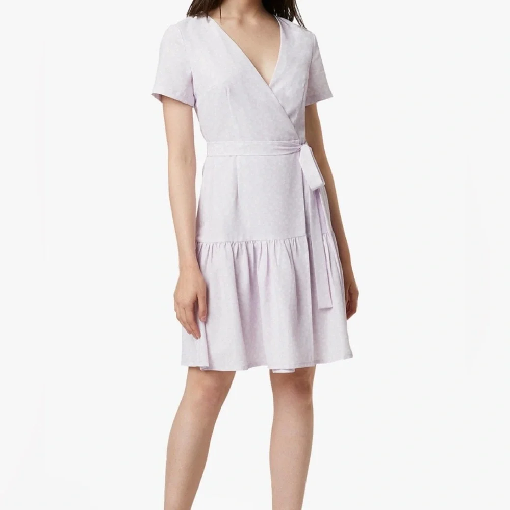 French Connection Mono Armoise Lavender Floral Wrap Mini Dress - Picture 4 of 13